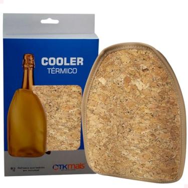 Imagem de Cooler Bolsa Térmica com Gel para Garrafa 750ml em Nylon Vinho Espumante Bebidas Cooler Sleeve CTK Mais (Cortiça)