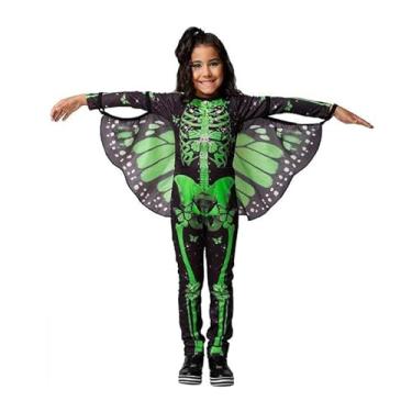 Imagem de Fantasia Esqueleto Infantil Asa de Borboleta de Halloween