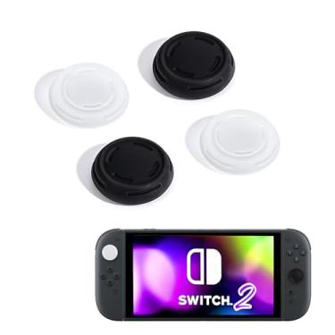 Imagem de DLseego 4 Pegas de polegar projetadas para Nintendo Switch 2 (2025), silicone macio Joycon controle analógico capa protetora antiderrapante botão Joycon Joystick Capas, Rotundity - Preto