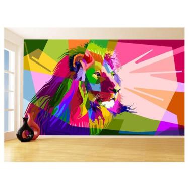 Imagem de Papel De Parede Animais Leão Rosto Arte Cores 3,5M Anm498 - Você Decor