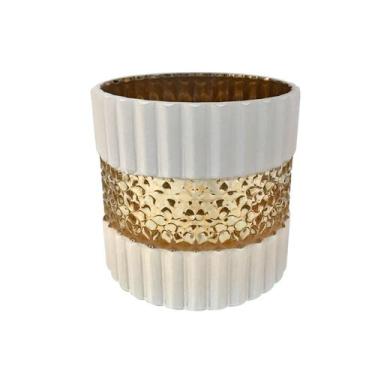 Imagem de Castiçal Vaso De Vidro Branco Fosco - Zona Livre