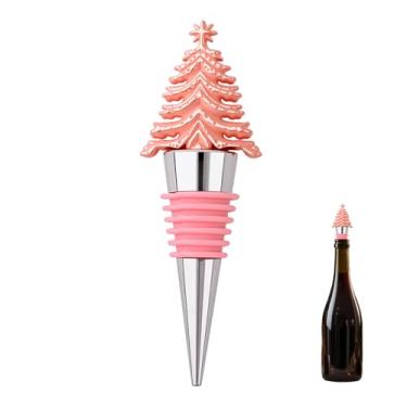 Imagem de Rolha de garrafa de vinho para árvore de Natal, decoração de festa de Natal, enfeite de garrafa a vácuo, selador de rolhas para presentes de Natal, Ano Novo, reutilizável, protetor de vinho, rolha de