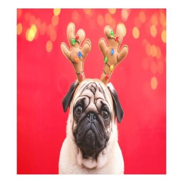 Imagem de SEHANY Linda capa de ímã de lava-louças de cachorro de Natal, adesivos magnéticos para decoração de Natal antiarranhões para painel de geladeira e lava-louças, decoração de Natal de cozinha doméstica