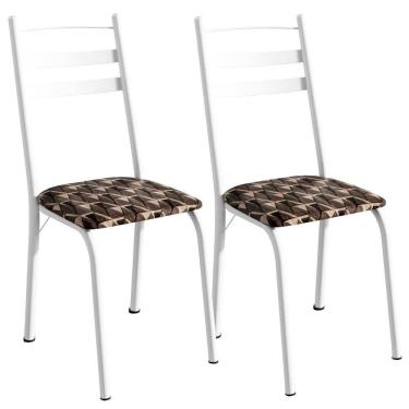 Imagem de Kit 2 Cadeiras Tubular America 061 Branco Assento Mosaico Palha Artef