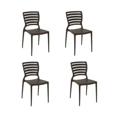 Imagem de Kit 4 Cadeiras Sofia Marrom Tramontina Encosto Vazado Horizontal 92237/109
