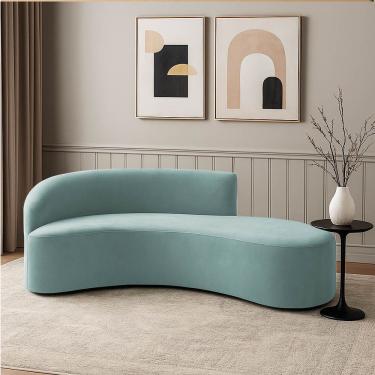 Imagem de Sofá 4 Lugares Orgânico 220 Cm Morgan Cotelê Ext/veludo D03 - D'rossi Cor Menta