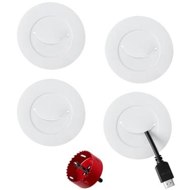 Imagem de ZhiYo Kit de gerenciamento de cabos na parede para TV, kit de esconder cabo de TV branco, gerenciamento de cabos atrás de parede para TVs montadas, kits de corretivo de cabos com 4 passagens de fio e