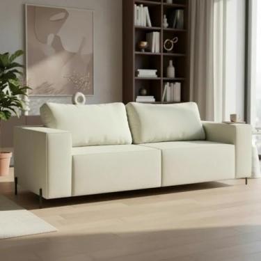 Imagem de Sofá 3 Lugares Sense Moderno Bouclê Base Ferro Balaqui Decor Cor:bege