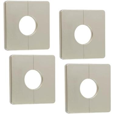 Imagem de LC LICTOP Placa de proteção de flange dividida de parede, 4 peças de orifício de 3,33 polegadas, tampa de tubo autoadesiva dourada, tampa de torneira quadrada ABS de 8,38 cm, decoração de orifício de