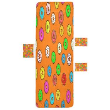 Imagem de STAYTOP Capa de toalha de cadeira de descanso 215,88 cm x 76,2 cm, capa de espreguiçadeira macia, capas de cadeira de praia com bolsos para jardim, pátio, pátio, banhos de sol, gramado, rosquinhas