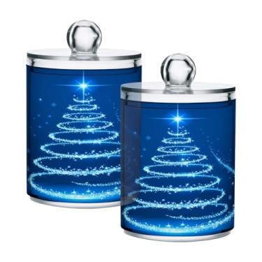 Imagem de STAYTOP 4 frascos de boticário Qtip para banheiro com etiquetas – Recipiente de armazenamento Qtip de plástico transparente para bola de algodão, cotonete, grão de café e árvore de Natal