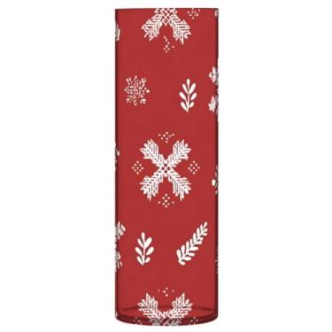 Imagem de CEBUGI Vaso de flores com elementos de Natal, 10 x 30 cm, vaso cilíndrico para flores, vaso transparente inquebrável para decoração de casa de festa de casamento
