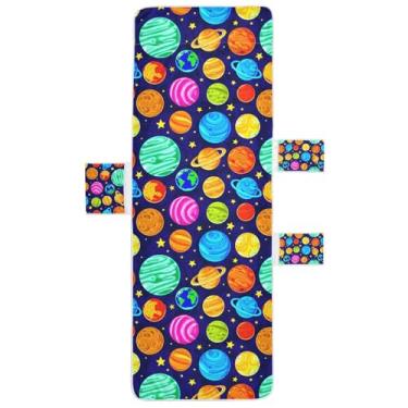 Imagem de STAYTOP Capa de toalha de cadeira de descanso, capa de espreguiçadeira macia Cosmic Planets, capas de cadeira de praia com bolsos para jardim ao ar livre, pátio, pátio, banhos de sol, gramado, 215 x