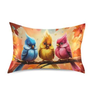 Imagem de Wassud Fronha de cetim de pássaros coloridos para cabelo e pele, fronhas de seda lisa, tamanho queen, capas de travesseiro respiráveis com fecho de envelope