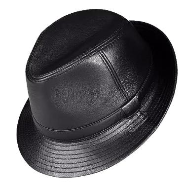 Imagem de Chapéu de sol de praia clássico de aba curta para homens e mulheres chapéu Trilby de couro (, A, P