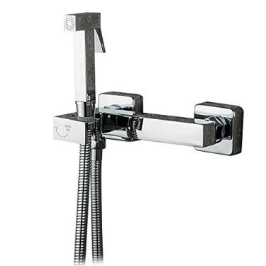 Imagem de uhyOHF Pulverizador de bidê portátil para vaso sanitário, conjunto de arruela de fraldas de pano de bebê cromado kit de pulverizador de banheiro de latão montado na parede torneira de bidê de banheiro