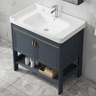 Imagem de Pia de banheiro de cerâmica independente console pedestal pias de lavanderia lavatório pias de porcelana vaso bacia retangular sagacidade