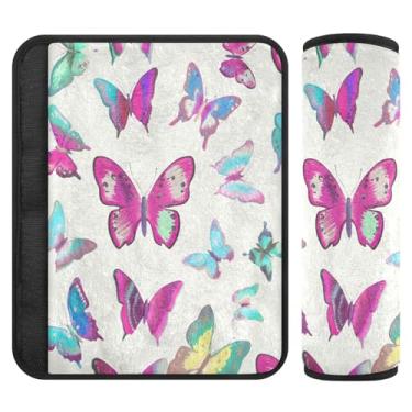 Imagem de Burbuja Capa para cinto de segurança de carro Butterflies Protetor de cinto de segurança de carro macio confortável para alça de ombro de assento, 1 par médio
