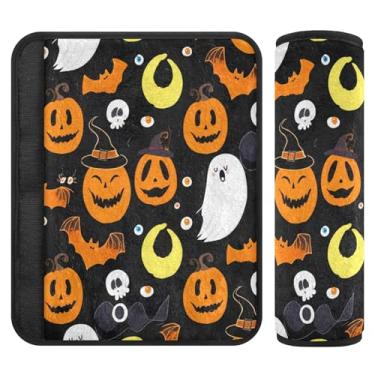 Imagem de Burbuja Capa para cinto de segurança de carro Halloween Ghosts Protetor de cinto de segurança de carro macio confortável para alça de ombro de assento, 1 par médio
