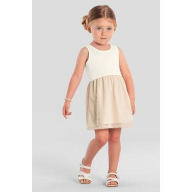 Imagem de Vestido infantil menina com tule Brandili -Natural, Natural, 10