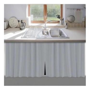 Imagem de Cortina de Pia Cozinha ou Banheiro Moderna Fácil Limpeza 100% PVC (Cinza)
