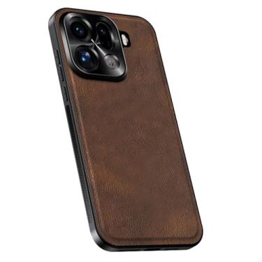 Imagem de HAOMRIYL Capa para Oppo Find X9/X9pro, capa de telefone de couro retrô minimalista fina proteção total da lente anti-arranhões, marrom, X9