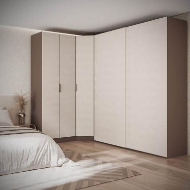 Imagem de Guarda-roupa Modulado de Canto Obliquo 3 Peças com 5 Portas Orion Cabecasa Madeiraoriginals Mocha/Linho