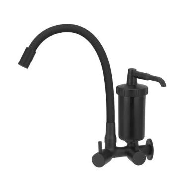 Imagem de Torneira Filtro Gourmet Cozinha Parede All Black Metal Inox - Modelar