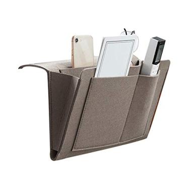Imagem de Organizador de Cesto Lado Cama Feltro Porta-Armazenamento Sofá com 5 Bolsos Saco Sob o Colchão para Livros Revistas Tabl