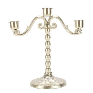 Imagem de Diydeg Suporte de Vela de 3 Braços, Castiçal Decorativo Vintage de Ferro Estilo Europeu Com Acabamento Dourado para Peças Centrais de Mesa de Jantar, Festa de Casamento, Decoração de