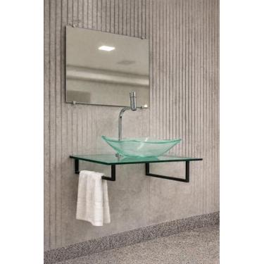 Imagem de Kit de Gabinete De Vidro Moderno Luxuoso Para Lavabo E Banheiro Pequen