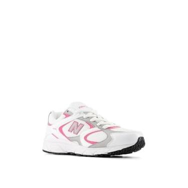 Imagem de New Balance Tênis infantil unissex 408 V1 com cadarço, Nb 103 Branco/Rosa Cetim, 17