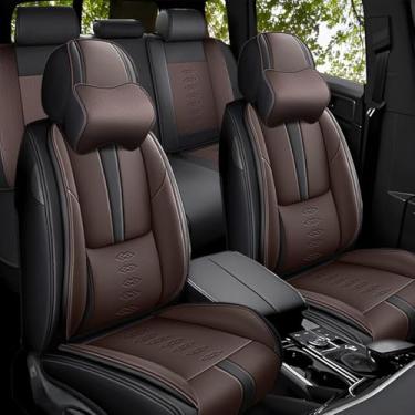 Imagem de RICVOUNBESTYR Adequado para 95% das capas de assento de carros SUVs, conjunto completo de 5 assentos, capas de assento de carro de couro macio à prova d'água com airbag, almofadas interiores de carro