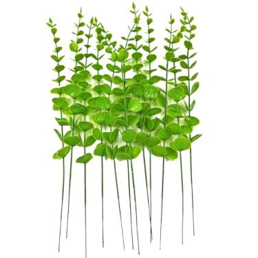 Imagem de SPDTECH 12 peças de folhas artificiais de eucalipto, decoração de mesa, buquê de casamento, cerimônia, flor, vaso para sempre, nunca desbota