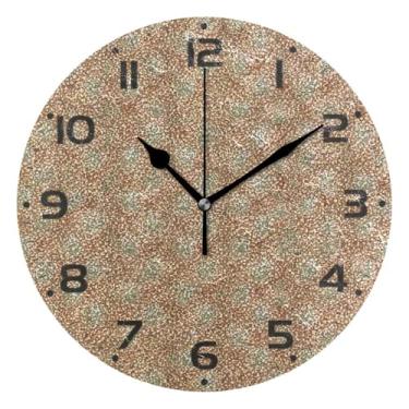Imagem de JUZIHAI Relógio de parede com padrão abstrato em mosaico, silencioso, sem tique-taque, redondo, operado por bateria, fácil de ler, relógio decorativo de parede para casa, cozinha, sala de estar