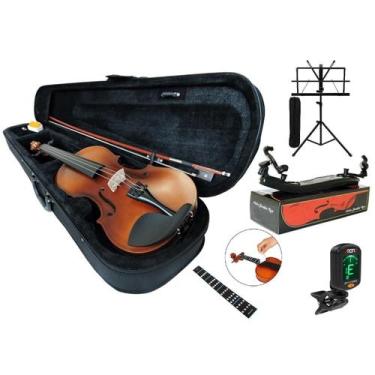 Imagem de Kit Violino 4/4 + Espaleira + Afinador + Estante  Iniciante - Orquezz