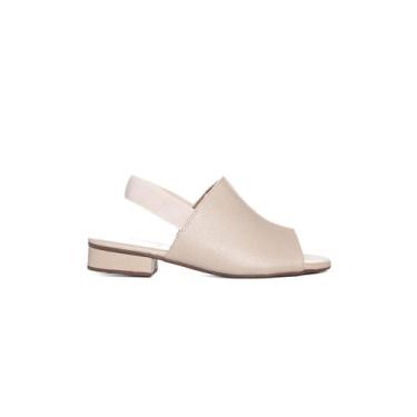 Imagem de Sandália Anne Moraes Salto Baixo Couro Bege, 35