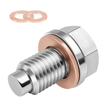 Imagem de STPCTOU Plugue de drenagem de óleo magnético de motor M12 x 1,5 de aço inoxidável com ímã de neodímio plugue magnético de panela de óleo com 3 peças de vedação de cobre adequado para a maioria dos Mercedes, Yamaha, BMW, Kawasaki, Ducati, Harley, etc.
