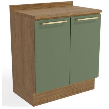 Imagem de Balcão 80cm 2 Portas Botanic Kappesberg Nogueira Fosco-verde Oliva