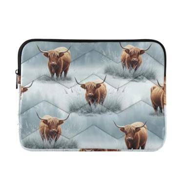 Imagem de Capa acolchoada para laptop Highland Cows à prova de choque, capa protetora para notebook, bolsa feminina média