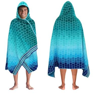 Imagem de COTTON CRAFT Toalha de praia com capuz – Toalha grande de 89 x 180 cm com capuz para adultos - Toalha Jacquard 100% algodão aveludado Terry - Envoltório de banho de piscina - 450 g/m2 macio absorvente