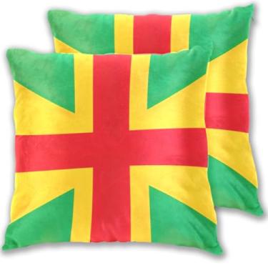 Imagem de ODAWA Capas para almofadas, capas de almofada com bandeira rasta jamaicana, almofadas decorativas, capas quadradas com zíper para sofá-cama 50 x 50 cm