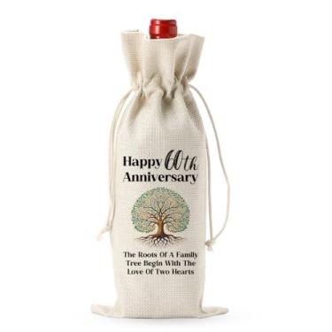 Imagem de Presentes de aniversário de 60 anos, presente de decoração de festa de 60 anos, presente para esposa, marido, feliz aniversário, saco de vinho, Dia dos Namorados, Natal, Ação de Graças, presentes para