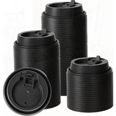 Imagem de yvsay Pacote com 160 tampas universais de xícara de café, 9 cm, serve para copos de papel de 25, 40, 50, 680 g, tampas de bebidas descartáveis à prova de vazamento para café, refrigerante e chá de