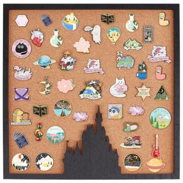 Imagem de BENECREAT Quadro quadrado de cortiça, quadro de cortiça montado na parede, quadro de exibição de boletins para armazenamento de broches, decoração de escritório, casa e escola, 29 x 29 cm