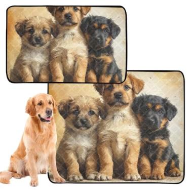 Imagem de TSENQUE Tapetes laváveis para xixi para animais de estimação, à prova d'água, antiderrapantes, fofos, cachorros, reutilizáveis, absorventes para filhotes, pequenos, 3 unidades