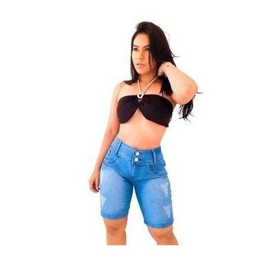 Imagem de Bermuda Jeans Feminino bermuda destroyed Jeans curto - Free, 46