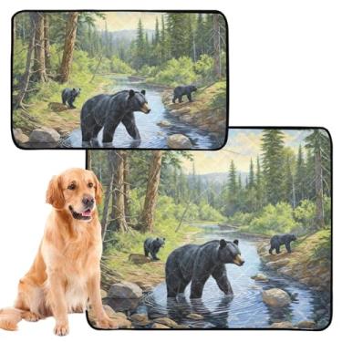 Imagem de TSENQUE Bears Forest – Tapetes reutilizáveis laváveis para animais de estimação para animais de estimação, absorventes e absorventes para animais de estimação, tapete impermeável para cercadinho para