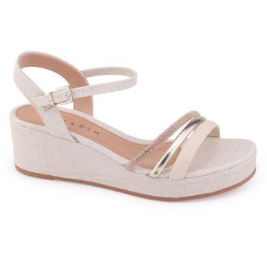 Imagem de Sandália Ramarim 23-8205 tiras rosê ouro anabela natural