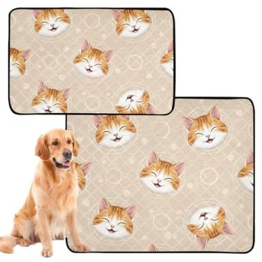 Imagem de Almofadas laváveis para xixi para cães, almofada para gatos, fofos, laranjas, gatinhos, branco, absorvente para filhotes, tapete impermeável para gaiola de cachorro, fofo, médio + grande, conjunto de